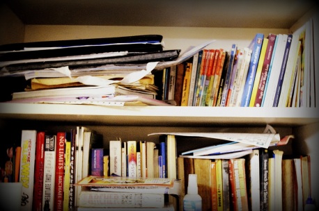 My messy bookshelf. Picture credit : Rutvi Dresswala